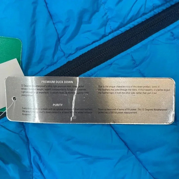 32 Degrees Ultra Light Down Black Blue Full Zip Jacket Women’s size XL New - Picture 4 of 15